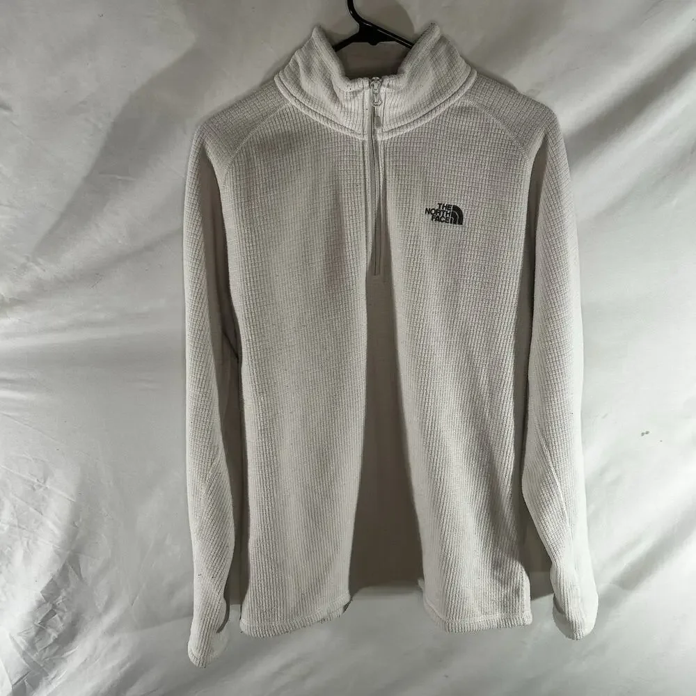 The North Face White Waffle Grid 1/4 Zip Fleece Pullover M/M Medium